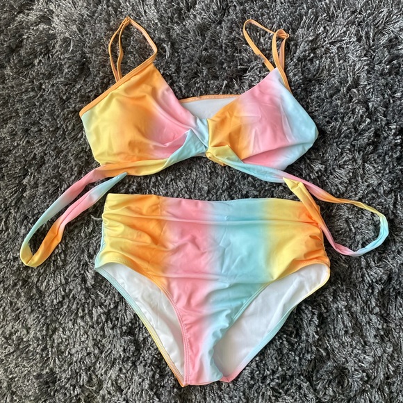 Rainbow High Waisted Bikini w/ Push Up Top - Picture 3 of 8